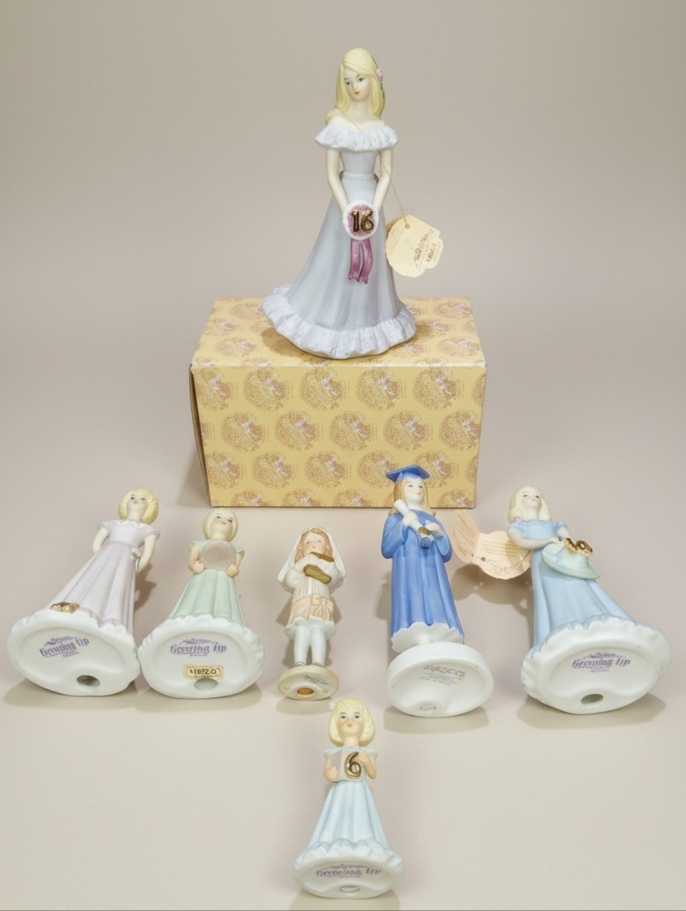VTG Bundle 7 Enesco Growing Up Girls Birthday Figurines 6-16 Communion Graduate